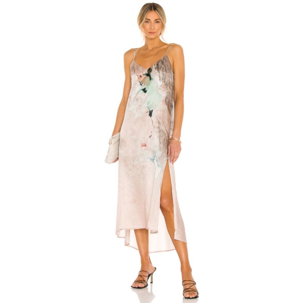 AllSaints Essey Cassus Plaster Pink Satin Dress 8